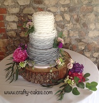 Grey Ombre 3 tier wedding cake with fresh flowers